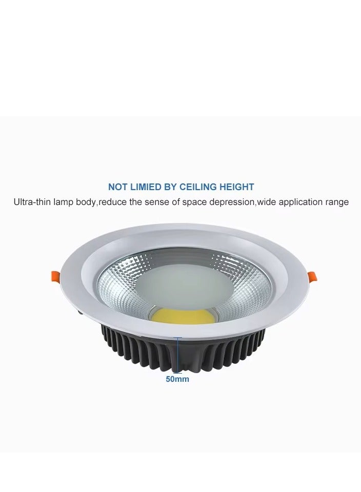 30W COB Recessed Ceiling Light Cut Φ200mm, IP44 CRI80 Super Bright Anti-Glare LED Downlight for Bedroom Living Room Corridor - Image 3