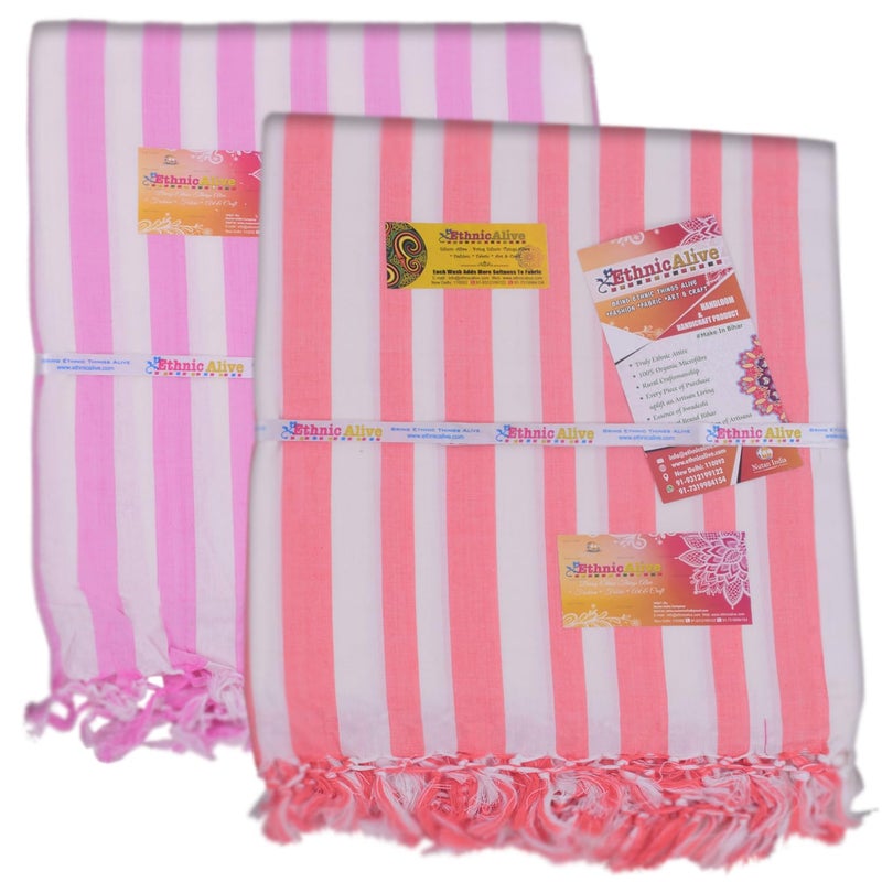 EthnicAlive Bhagalpuri Silk Organic Chadar Perfect for Summer AC Comfort and Mild Winter 100 Pure Dull Premium Chadar for All Season Pack of 2 PINKREDPATTA - Image 1