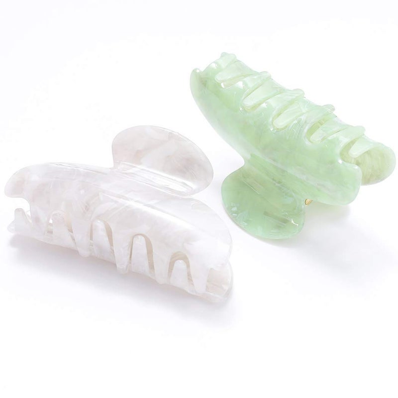 Brinie Hair Claw Clamps Green Hair Barrettes Medium Non Slip Clips Hair Accessories for Women and Girls 2 PCS