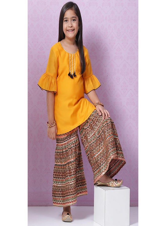 BIBA Girls Polyester Straight Printed Suit Set(KW5061E_11_Pink) - Image 4