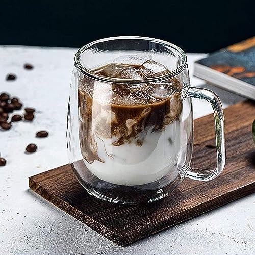MARKQUES Double Wall Glass Mug for Coffee Tea Latte with Handle | Borosilicate Glassware for Hot and Cold Beverages Glass Mugs Cups | (250ml - Pack of 1) - Image 1