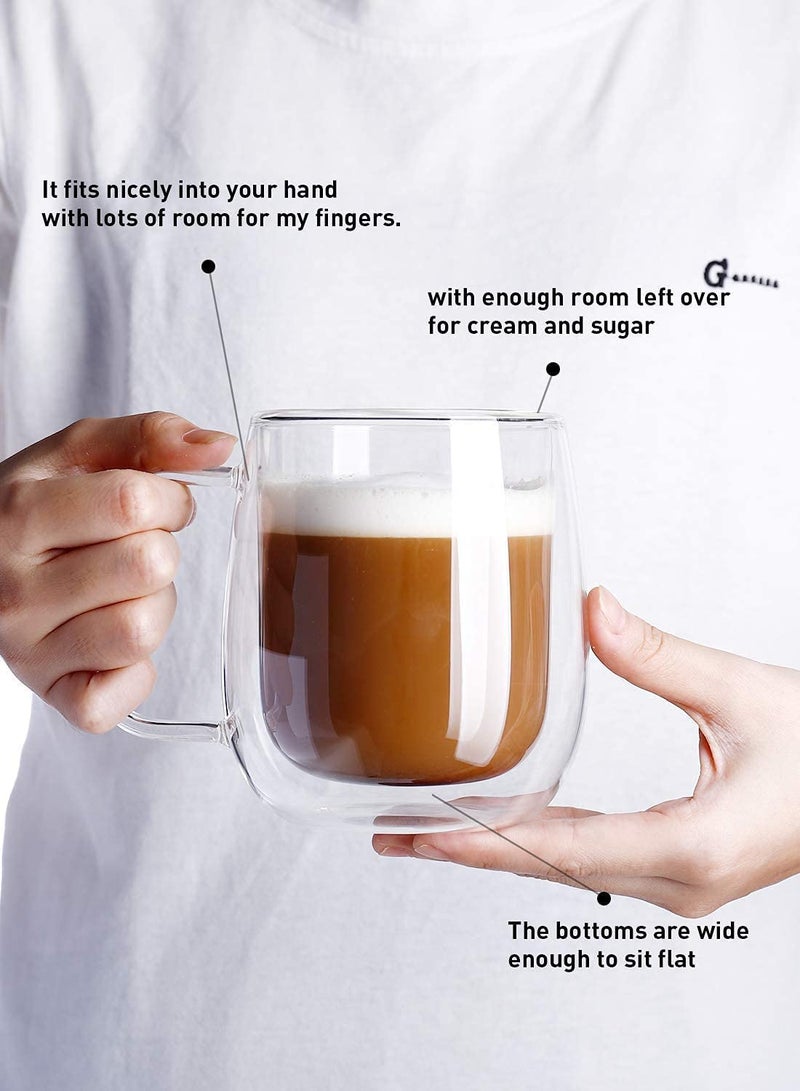 MARKQUES Double Wall Glass Mug for Coffee Tea Latte with Handle | Borosilicate Glassware for Hot and Cold Beverages Glass Mugs Cups | (250ml - Pack of 1) - Image 4