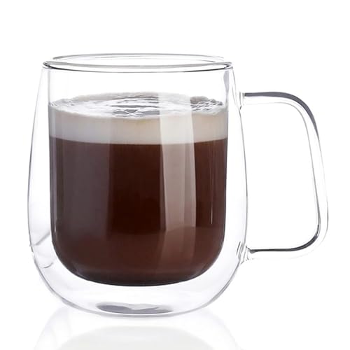 MARKQUES Double Wall Glass Mug for Coffee Tea Latte with Handle | Borosilicate Glassware for Hot and Cold Beverages Glass Mugs Cups | (250ml - Pack of 1) - Image 2