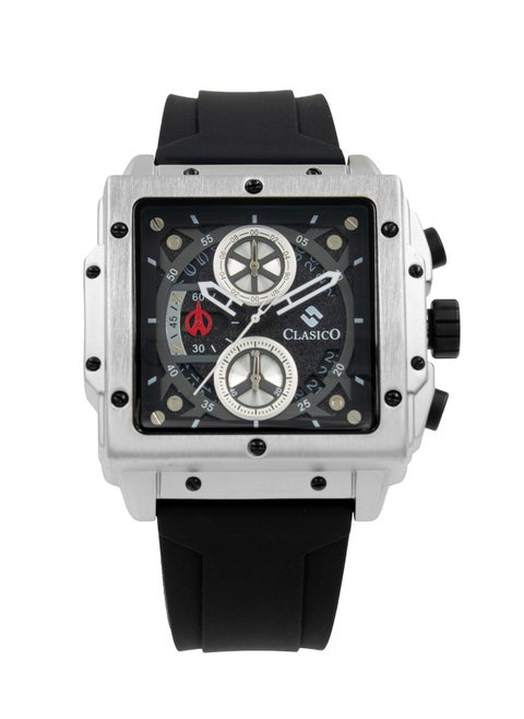 Endurance Ultra Men's Chronograph Matte Silver Edition | 6-Hand Elite Y121 Quartz Movement | Waterproof Rectangular Dial | Genuine Silicone Strap