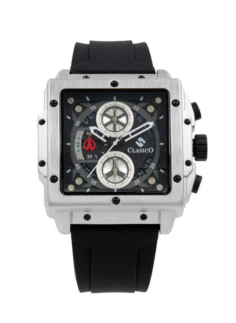 Endurance Ultra Men's Chronograph Matte Silver Edition | 6-Hand Elite Y121 Quartz Movement | Waterproof Rectangular Dial | Genuine Silicone Strap