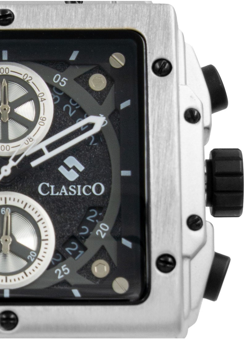Endurance Ultra Men's Chronograph Matte Silver Edition | 6-Hand Elite Y121 Quartz Movement | Waterproof Rectangular Dial | Genuine Silicone Strap