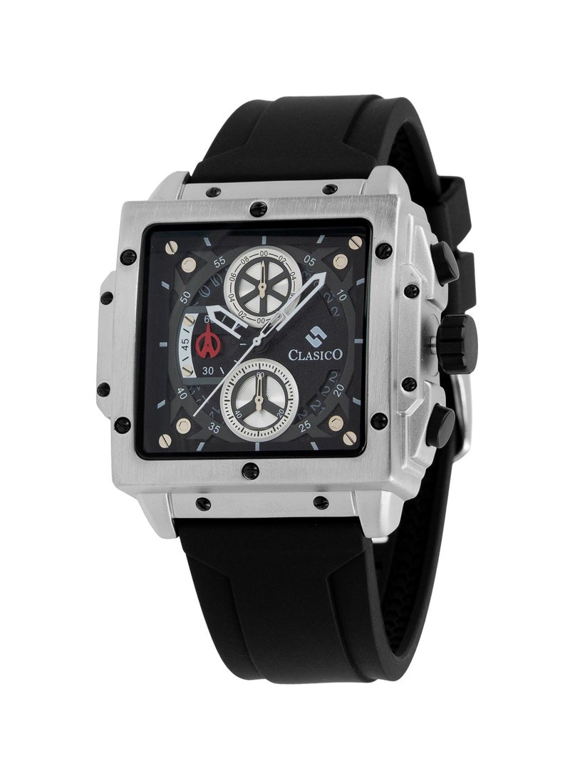 Endurance Ultra Men's Chronograph Matte Silver Edition | 6-Hand Elite Y121 Quartz Movement | Waterproof Rectangular Dial | Genuine Silicone Strap
