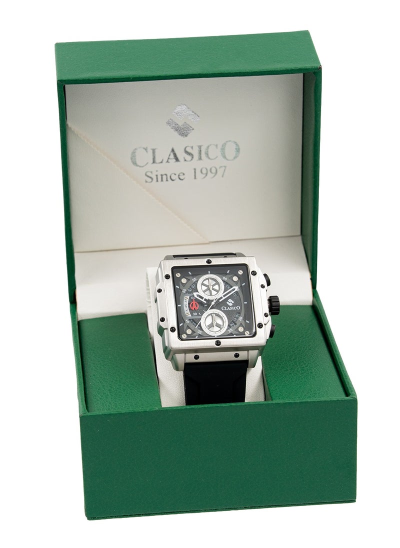 Endurance Ultra Men's Chronograph Matte Silver Edition | 6-Hand Elite Y121 Quartz Movement | Waterproof Rectangular Dial | Genuine Silicone Strap