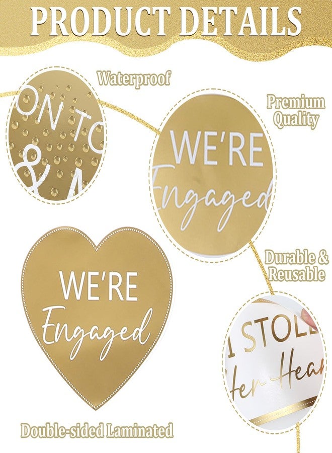 ojustbeok 40Pcs Engagement Party Decorations Gold Engagement Photo Booth Props We are Engaged Photo Props Decorations for Wedding Reception Bridal Shower Ceremony Party Supplies Favors - Image 3