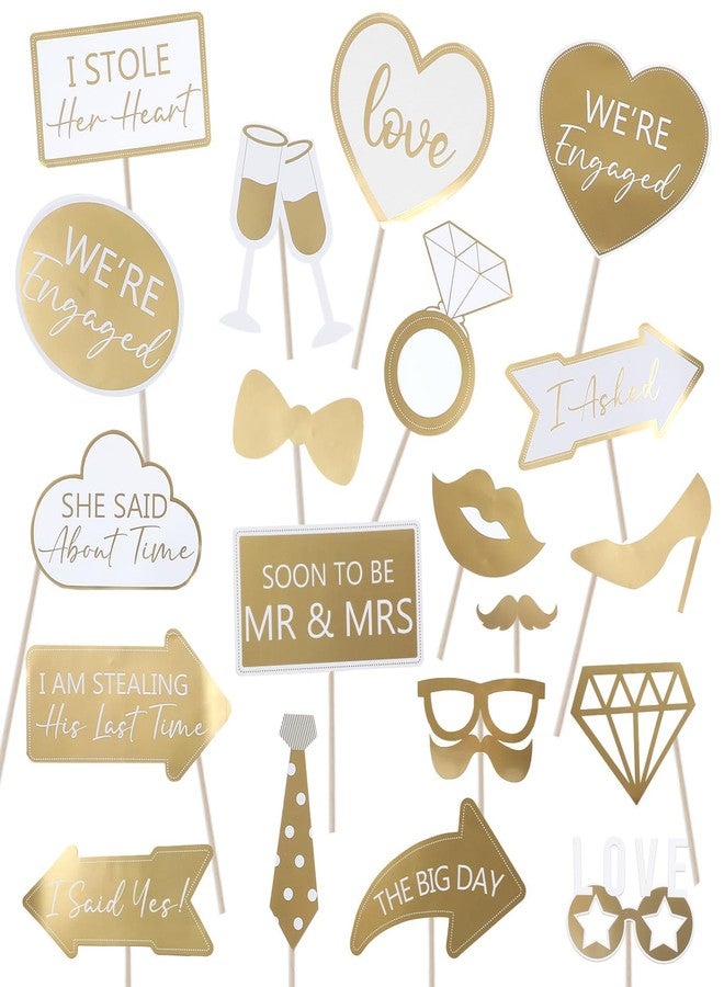 ojustbeok 40Pcs Engagement Party Decorations Gold Engagement Photo Booth Props We are Engaged Photo Props Decorations for Wedding Reception Bridal Shower Ceremony Party Supplies Favors - Image 1