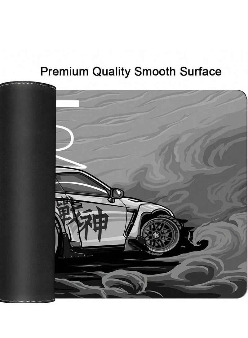 Gaming mouse pad with GTR car design, made with a premium smooth surface and non-slip rubber base. Size: 80 cm x 30 cm. - Image 5