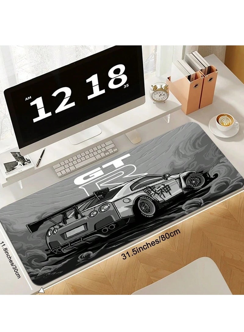 Gaming mouse pad with GTR car design, made with a premium smooth surface and non-slip rubber base. Size: 80 cm x 30 cm. - Image 4