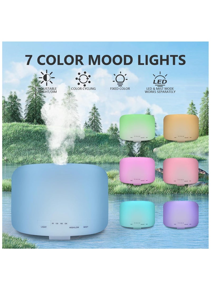UanTii 500ml Essential Oil Diffuser 7 Color Night Light with Remote Control, Electric Aroma Ultrasonic Aromatherapy Humidifier Timer and Auto Shut Off  - Image 4