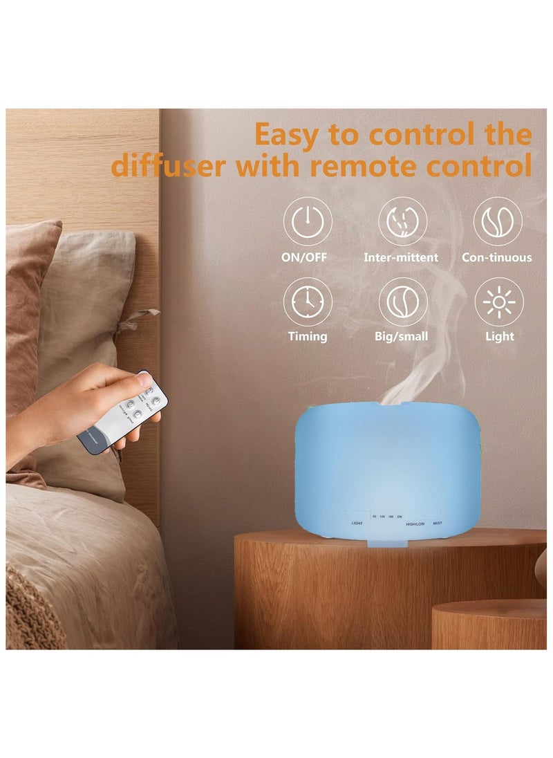 UanTii 500ml Essential Oil Diffuser 7 Color Night Light with Remote Control, Electric Aroma Ultrasonic Aromatherapy Humidifier Timer and Auto Shut Off  - Image 5