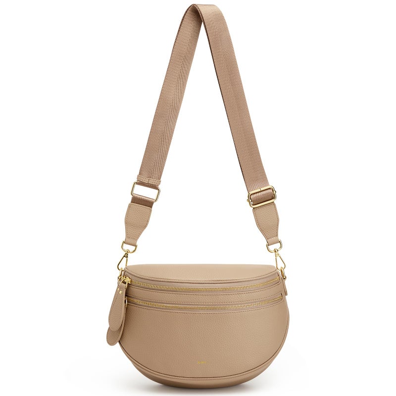 Kattee Crossbody Bag Bum Bags for Women, Leather Fanny Packs Belt Bag, Spacious Sling Purses for Women with RFID Blocking, Tan - Image 1