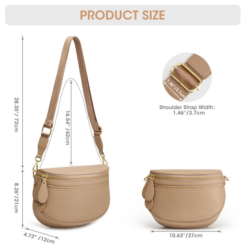 Kattee Crossbody Bag Bum Bags for Women, Leather Fanny Packs Belt Bag, Spacious Sling Purses for Women with RFID Blocking, Tan - Image 5