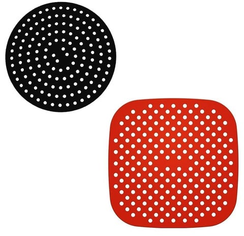 2 pcs Square Round air Fryer Silicone Liners 85in Round Reusable Silicone Air Fryer Mats NonStick for Air Fryer Basket Reusable Replace Parchment Easy Clean Porous Liners Multicolor
