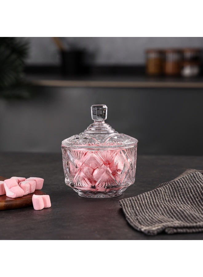Royalford Multipurpose Glass Candy Jar- RF12798/ Elegant and Sleek, Durable and Long-Lasting Construction/ 12.5(d)x15 cm, Storage Box with Clear Lid and Body clear - Image 3