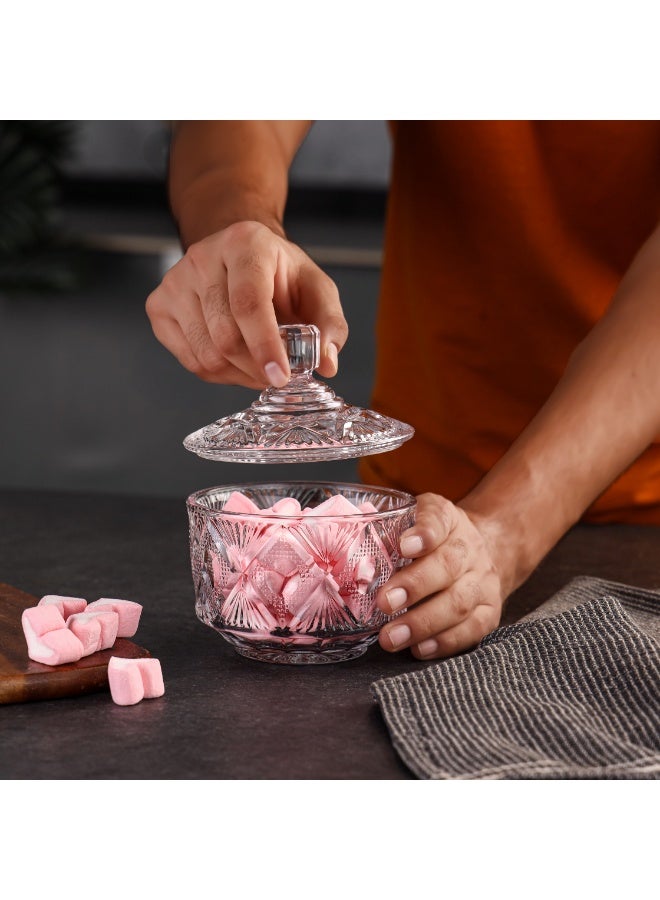 Royalford Multipurpose Glass Candy Jar- RF12798/ Elegant and Sleek, Durable and Long-Lasting Construction/ 12.5(d)x15 cm, Storage Box with Clear Lid and Body clear - Image 4