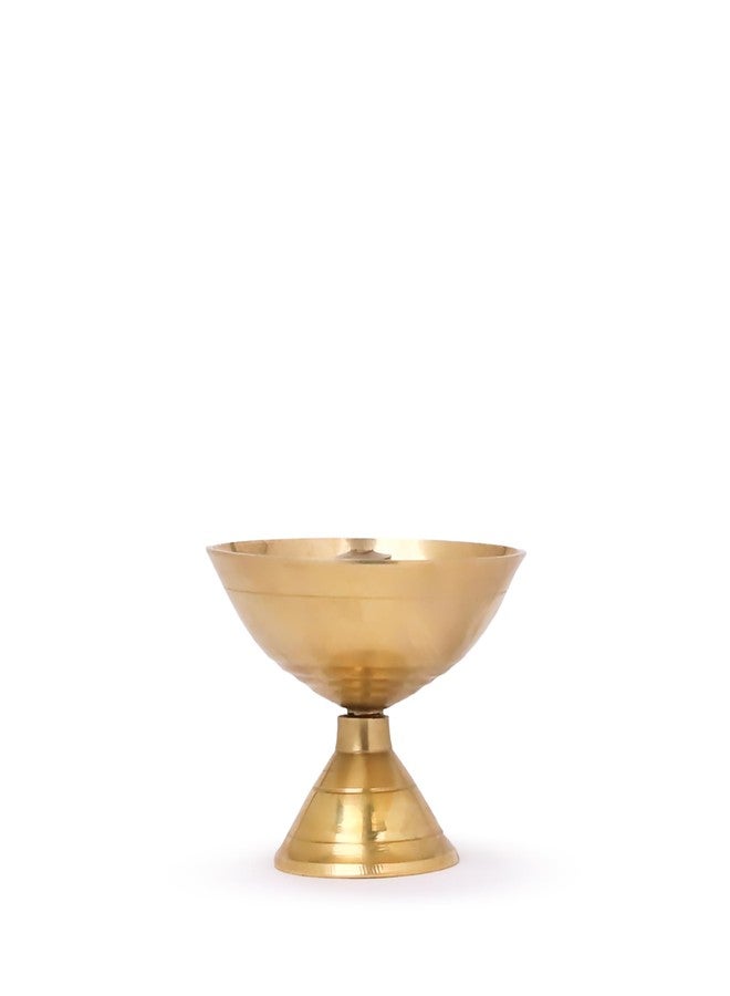 شوبكارت مصباح زيتي Shubhkart Nitya Pyali Diya (مقاس 4) - 74 غرام، مثالي لطقوس ديوالي وغيرها من الطقوس الدينية، وللاستخدام المنزلي والمكتبي والمعابد كهدية احتفالية | حامل مصباح زيتي لتزيين المنزل (ارتفاع 6.5 سم × طول 8 سم) - Image 1