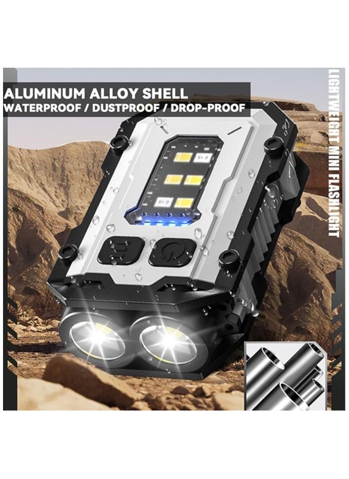 General - LED Flashlight,Mini Flashlight,COB Bright Rechargeable Keychain Flashlights, Mini LED Flashlight With 8 Gears And 3 Light Sources,Suitable For Hiking, Camping, Wilderness, And Fishing - Image 1
