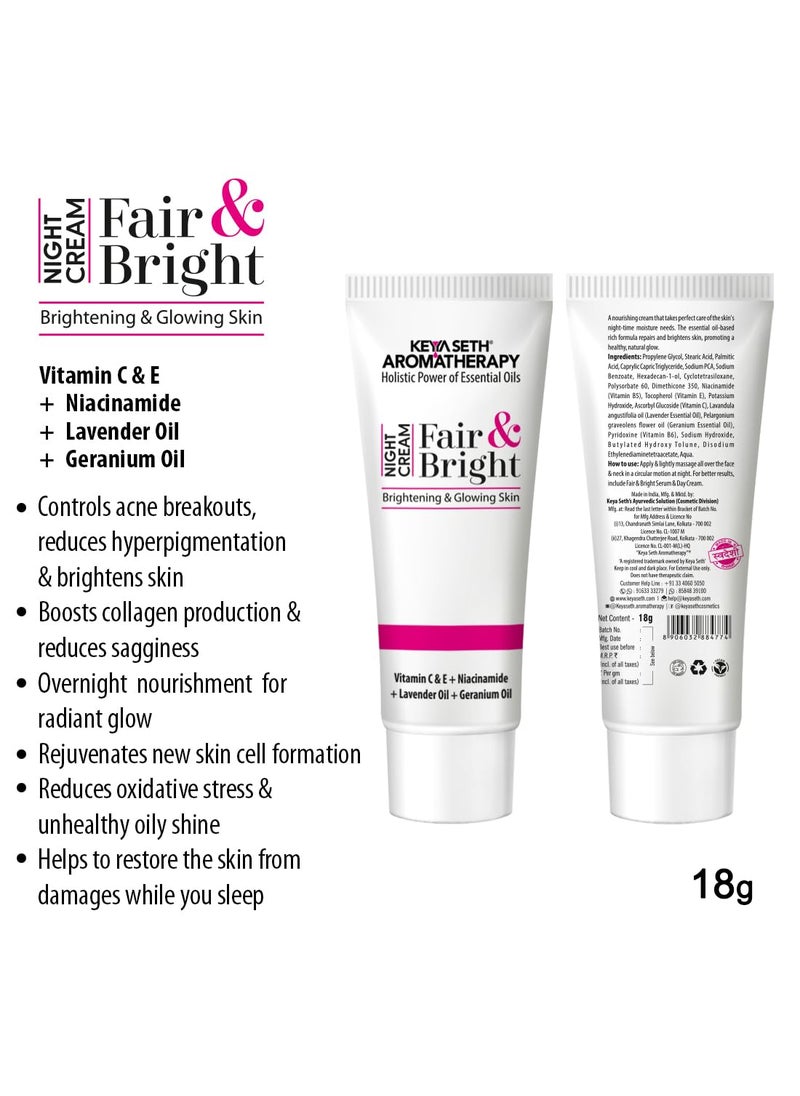 KEYA SETH AROMATHERAPY, DEVICE OF DROP Keya Seth Aromatherapy Fair Bright Night Cream Skin Brightening Whitening with Vitamin C B3 B6 Moisturizer with Lavender Geranium Essential Oil 18gm  - Image 2