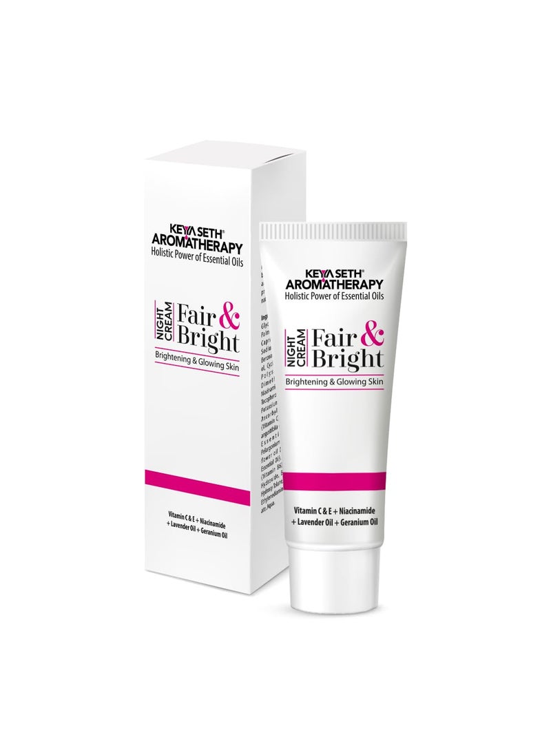 KEYA SETH AROMATHERAPY, DEVICE OF DROP Keya Seth Aromatherapy Fair Bright Night Cream Skin Brightening Whitening with Vitamin C B3 B6 Moisturizer with Lavender Geranium Essential Oil 18gm  - Image 1