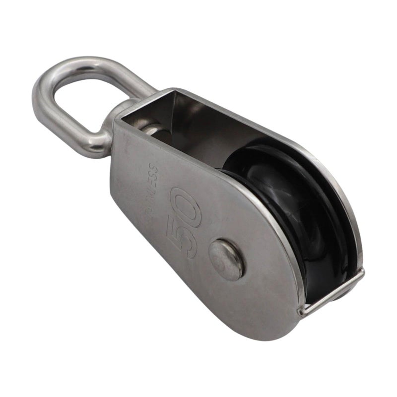 M50 Single Pulley Block 304 Stainless Steel Heavy Duty Lifting Hardware Wire Rope Towing Wheel - Image 2