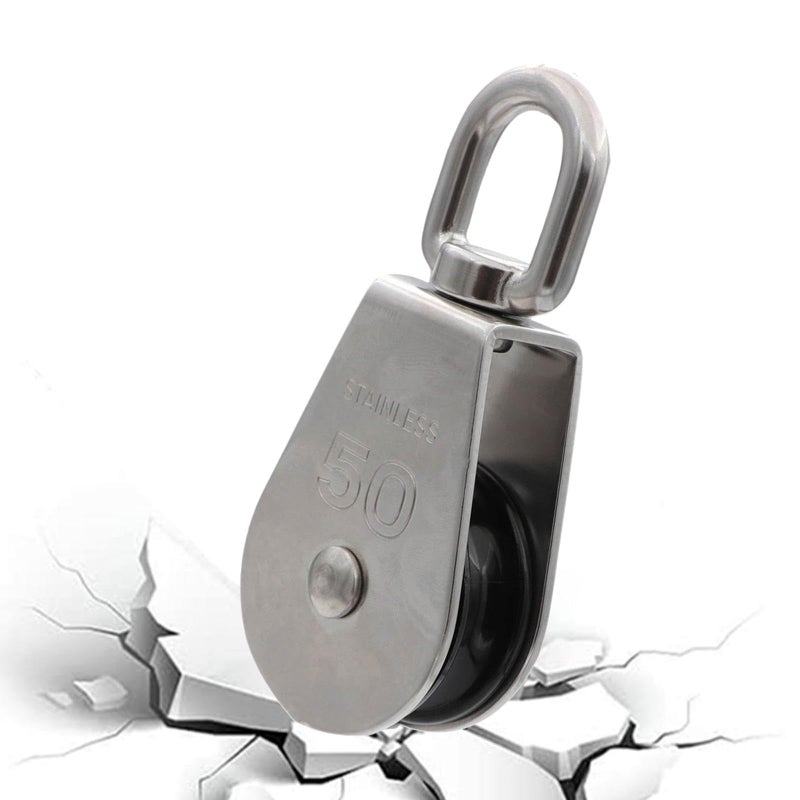M50 Single Pulley Block 304 Stainless Steel Heavy Duty Lifting Hardware Wire Rope Towing Wheel - Image 5