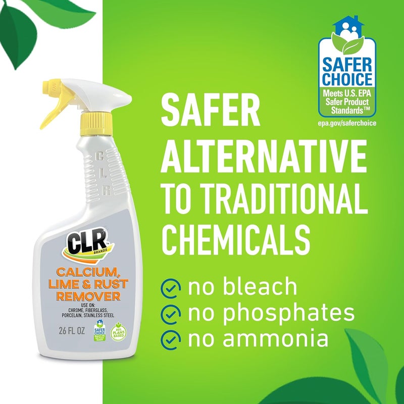 CLR Brands Calcium, Lime & Rust Remover, 26 oz. Spray Bottle, 2 Pack, Blasts Calcium, Dissolves Lime Deposits, Zaps Stubborn Rust Stains and Hard Water Deposits - Image 3