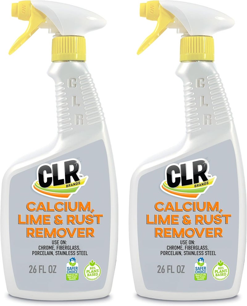 CLR Brands Calcium, Lime & Rust Remover, 26 oz. Spray Bottle, 2 Pack, Blasts Calcium, Dissolves Lime Deposits, Zaps Stubborn Rust Stains and Hard Water Deposits - Image 1