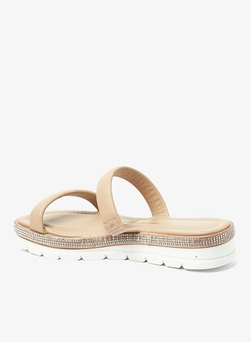 VIZZANO Beige Flat Sandals for Women – Stylish Ladies Flat Sandals & Comfortable Flat Slippers for Women | Best Price UAE