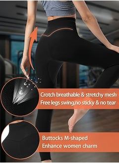 OUYoo Sauna Pants Women's Sweat-Absorbent Cropped Pants Slim Fit Leggings, Mesh Crotch, High Waist Fitness Shaping Suit  - Image 3