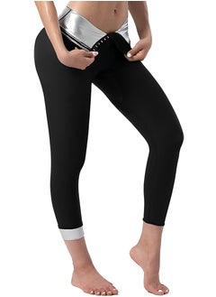 OUYoo Sauna Pants Women's Sweat-Absorbent Cropped Pants Slim Fit Leggings, Mesh Crotch, High Waist Fitness Shaping Suit  - Image 5