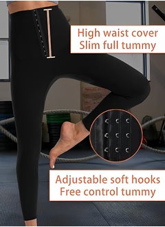 OUYoo Sauna Pants Women's Sweat-Absorbent Cropped Pants Slim Fit Leggings, Mesh Crotch, High Waist Fitness Shaping Suit  - Image 4