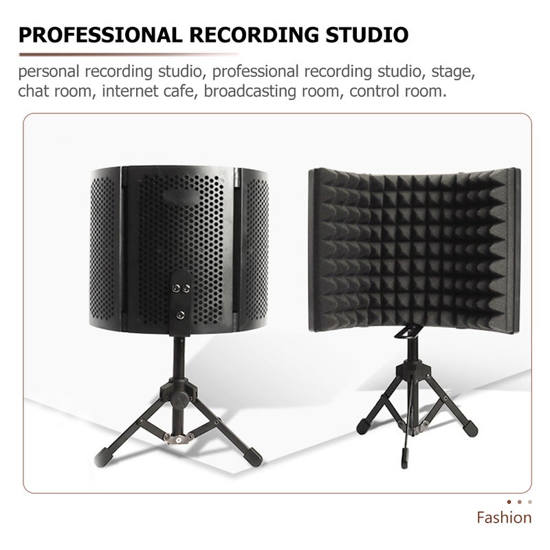 Microphone Shield with Tabletop Tripod, Portable Folding Design for Studio Recording - Image 5