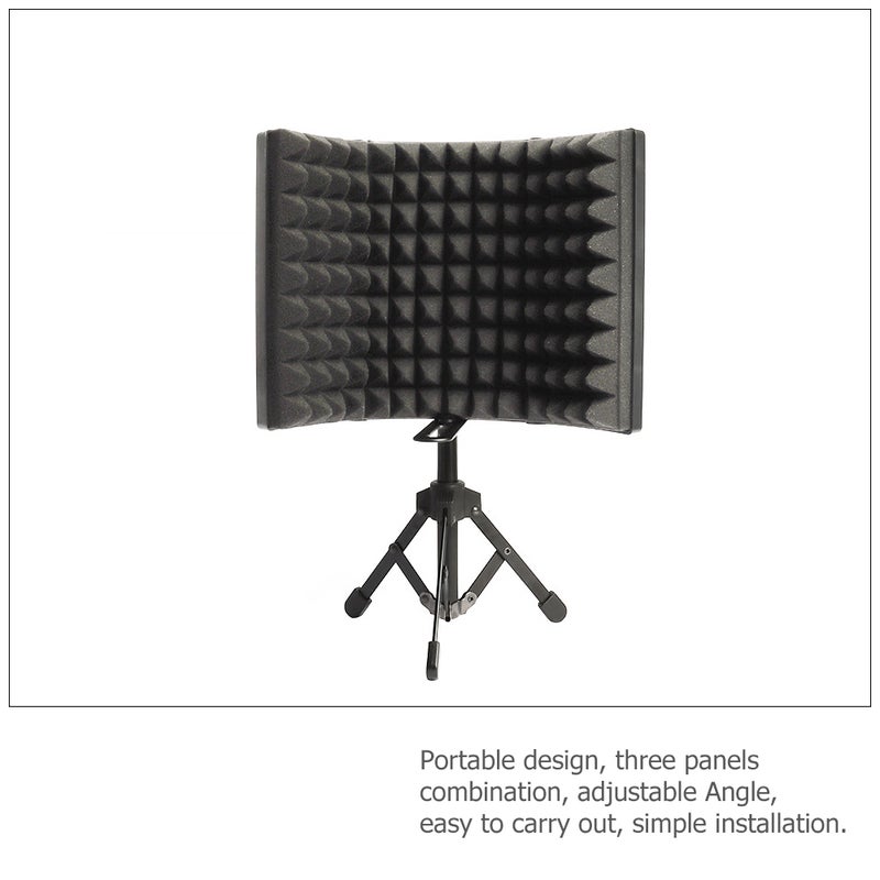 Microphone Shield with Tabletop Tripod, Portable Folding Design for Studio Recording - Image 3