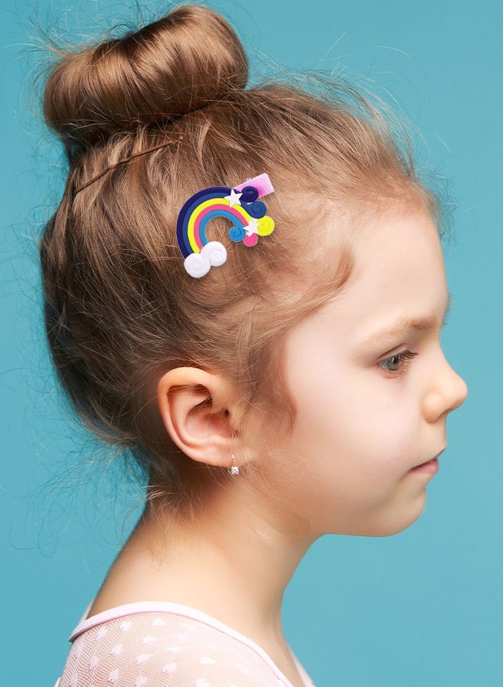 MARGOUN 6 Packs For Hair Clips Cloud Ornaments Colourful Flatback Polymer Rainbow Cloud Clips - Image 2