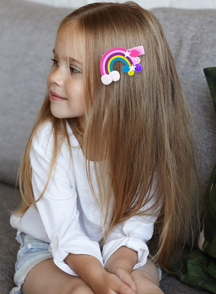 MARGOUN 6 Packs For Hair Clips Cloud Ornaments Colourful Flatback Polymer Rainbow Cloud Clips - Image 4