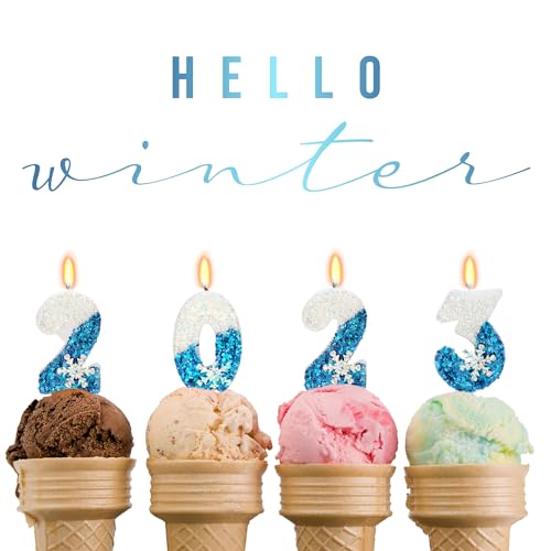 ElekFX Snow Frozen Themed Birthday Candles, 4th Birthday Candle for Party Supplies, Frozen Birthday Party Decor, 2.76 inch Number 4 Cake Topper Decoration (Number 4) - Image 4