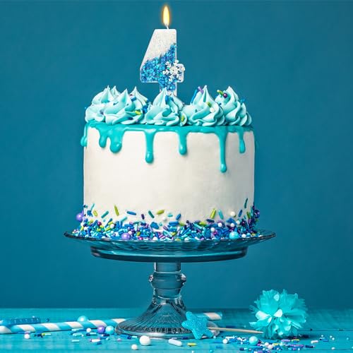ElekFX Snow Frozen Themed Birthday Candles, 4th Birthday Candle for Party Supplies, Frozen Birthday Party Decor, 2.76 inch Number 4 Cake Topper Decoration (Number 4) - Image 5