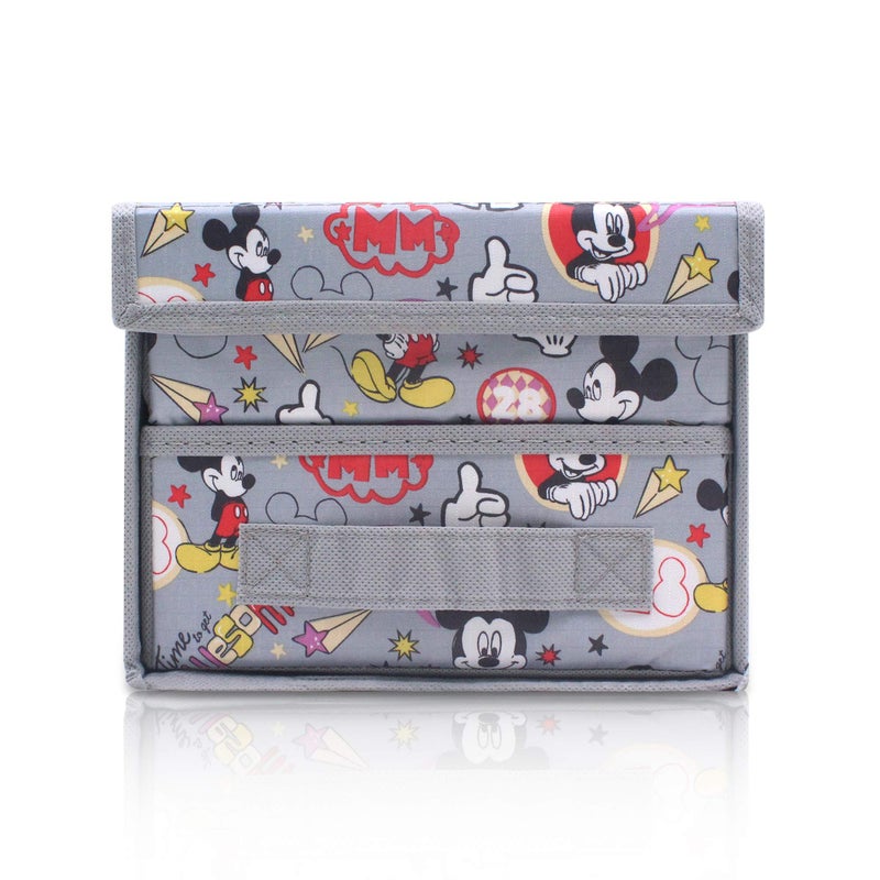 Finex Foldable Collapsible Storage Organizer Box for Desk with Flip Top Lid & Removable Drawer - Gray Mickey - Image 4