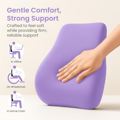 Sleepsia Back Support for Office Chair with 1 Year Warranty Lumbar Support Pillow for Office Chair for Back Pain, Car Seat, Memory Foam (Lavender Lumbar Back Support (Memory Foam)) - Image 4