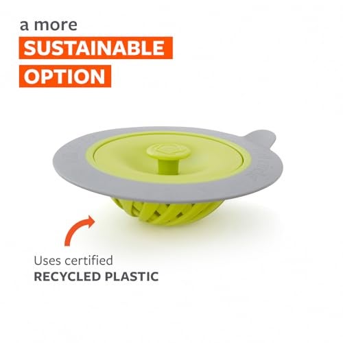 Full Circle Sinksational Sink Drain Strainer & Stopper – 2-in-1 with Separate Plug, Anti-Clog Design, Perfect Seal, Green/Gray - Image 4