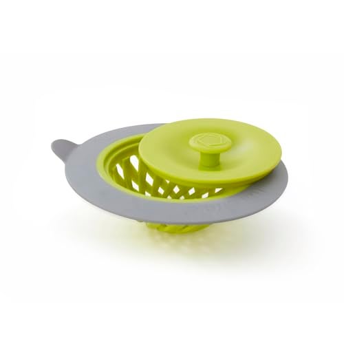 Full Circle Sinksational Sink Drain Strainer & Stopper – 2-in-1 with Separate Plug, Anti-Clog Design, Perfect Seal, Green/Gray - Image 1