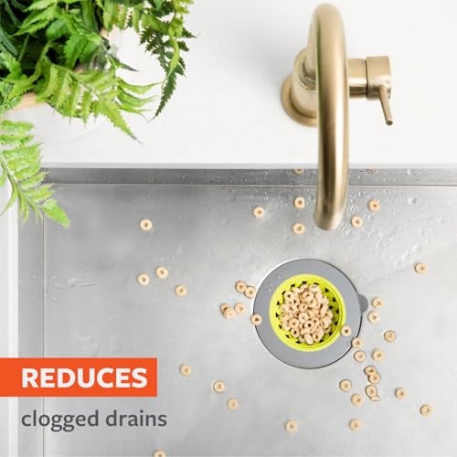 Full Circle Sinksational Sink Drain Strainer & Stopper – 2-in-1 with Separate Plug, Anti-Clog Design, Perfect Seal, Green/Gray - Image 3