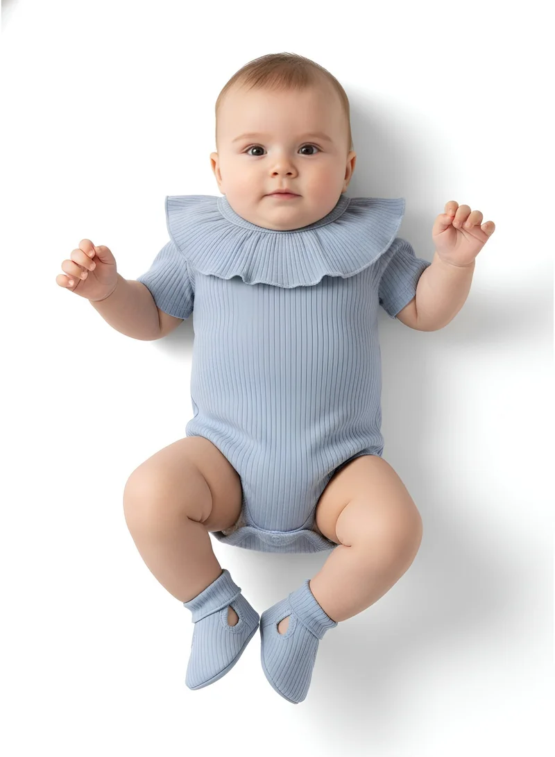 Bambimici Bambimici Plain Blue Short Sleeve Bodysuit