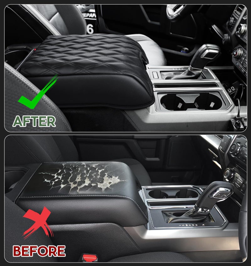 Sinvanho Center Console Cover Compatible with Ford F150 2015-2020, F250 F350 F450 2017-2022, Expedition 2018-2024, PU Leather Armrest Box Cover, Truck Interior Accessories, Anti-Scratch Protector - Image 5