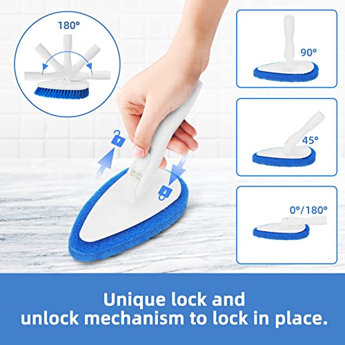Qaestfy Shower Bathtub Tub and Tile Scrubber Brush with 51'' Adjustable Long Handle Cleaning Brushes Lock in Place Scrub Brush Head for Bathroom Wall Floor Scrubbing Model QAE008 - Image 5