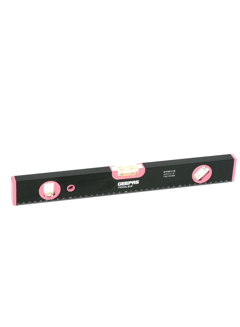 GEEPAS Geepas GT59116 Spirit Level Small, Unbreakable Heavy-Duty 16" Non-Magnetic Torpedo Level with 3 Level Bubbles Shock Resistant, Pocket Size, Hanging Hole Scaffold Level for Builders & Construction Site - Image 1